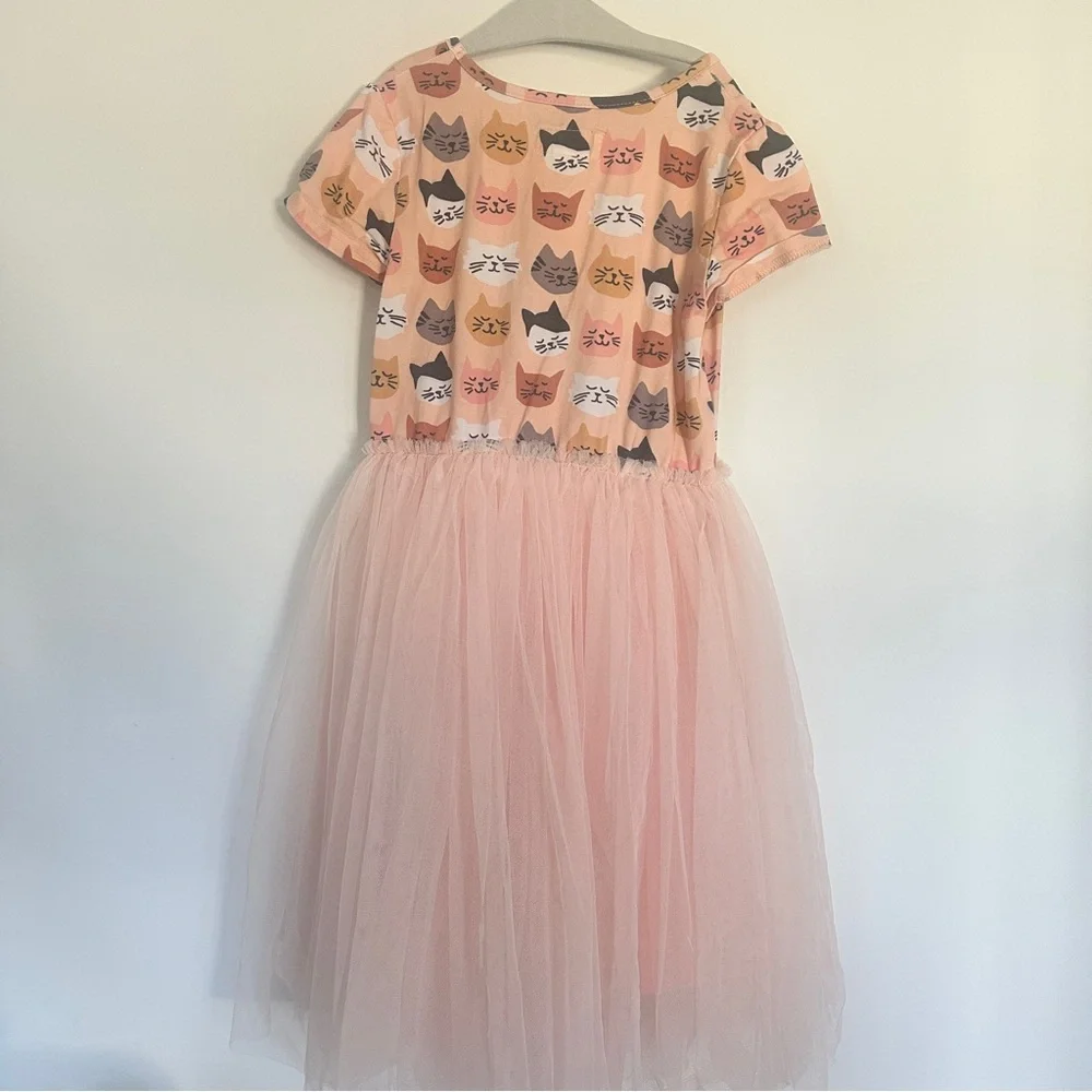 Taylor Joelle Adorable Cat Kitty Print Pink Tulle Twirl Dress 8 - Picture 3 of 7